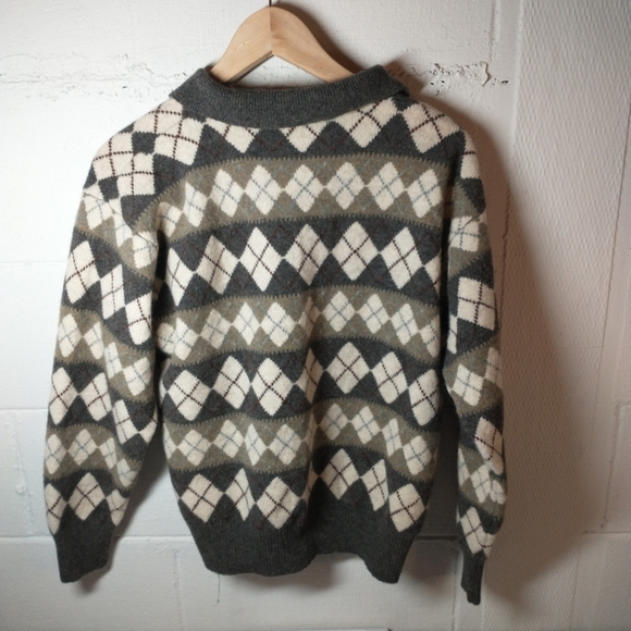 Vintage Argyle Collared 100% lambswool sweater, size M - Picture 2 of 8